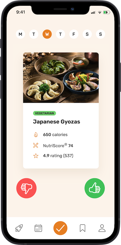 iphone app approving meals screen